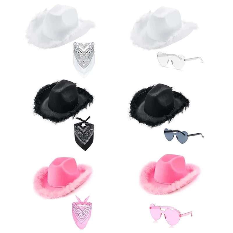 

Cowboy Hat Glasses Bandana Women Bachelorette Party Hat Cowboy Bandanas Drop Shipping