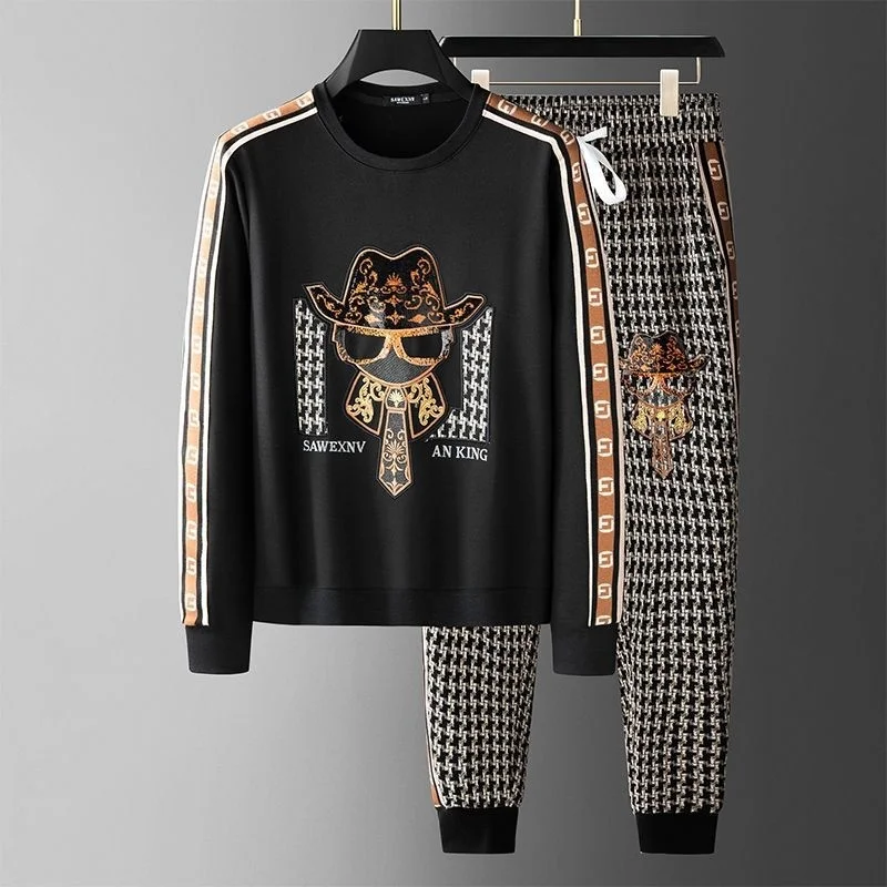 

Роскошный брендовый модный костюм с вышивкой, мужской свитер с высокой лицевой стоимостью, повседневная спортивная одежда для мужчин, комп...