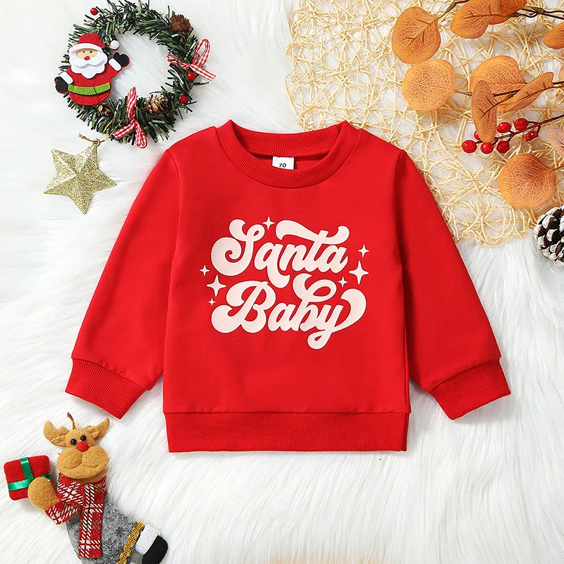 

Toddler Baby Girl Christmas Sweatshirt Clothes 0-4 Years Long Sleeve Pullover Shirt Sweater Tops