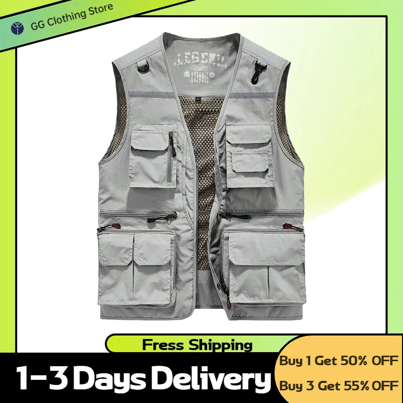 

Fishing Vest Jackets Man Vests Sleeveless Men's Formal Motorcycle Coat Models Man's Military Tactical Mens Oversize Male Biker
