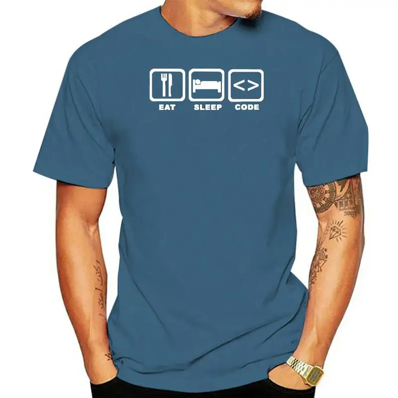 

New Summer Style Eat Sleep Code Programming JAVA HTML Comedy T-shirt Funny Programmers T Shirt Men Short Sleeve Top Tees