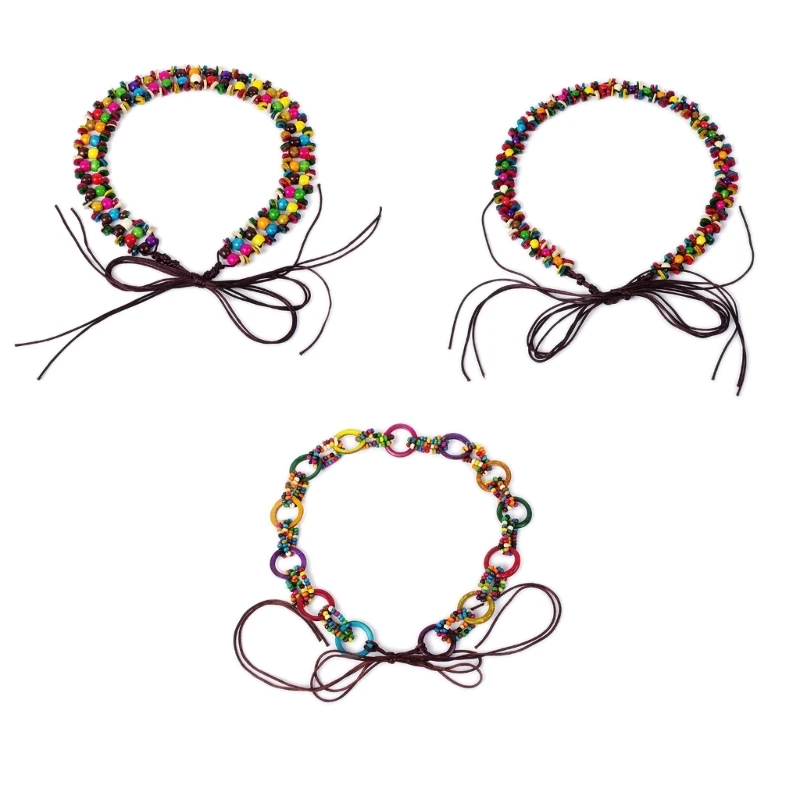 

Waist Belt with Beads Braid Bohemia Handwoven Waist Belts Dance for Dress Girl WaistChain Colorful Beads Chain