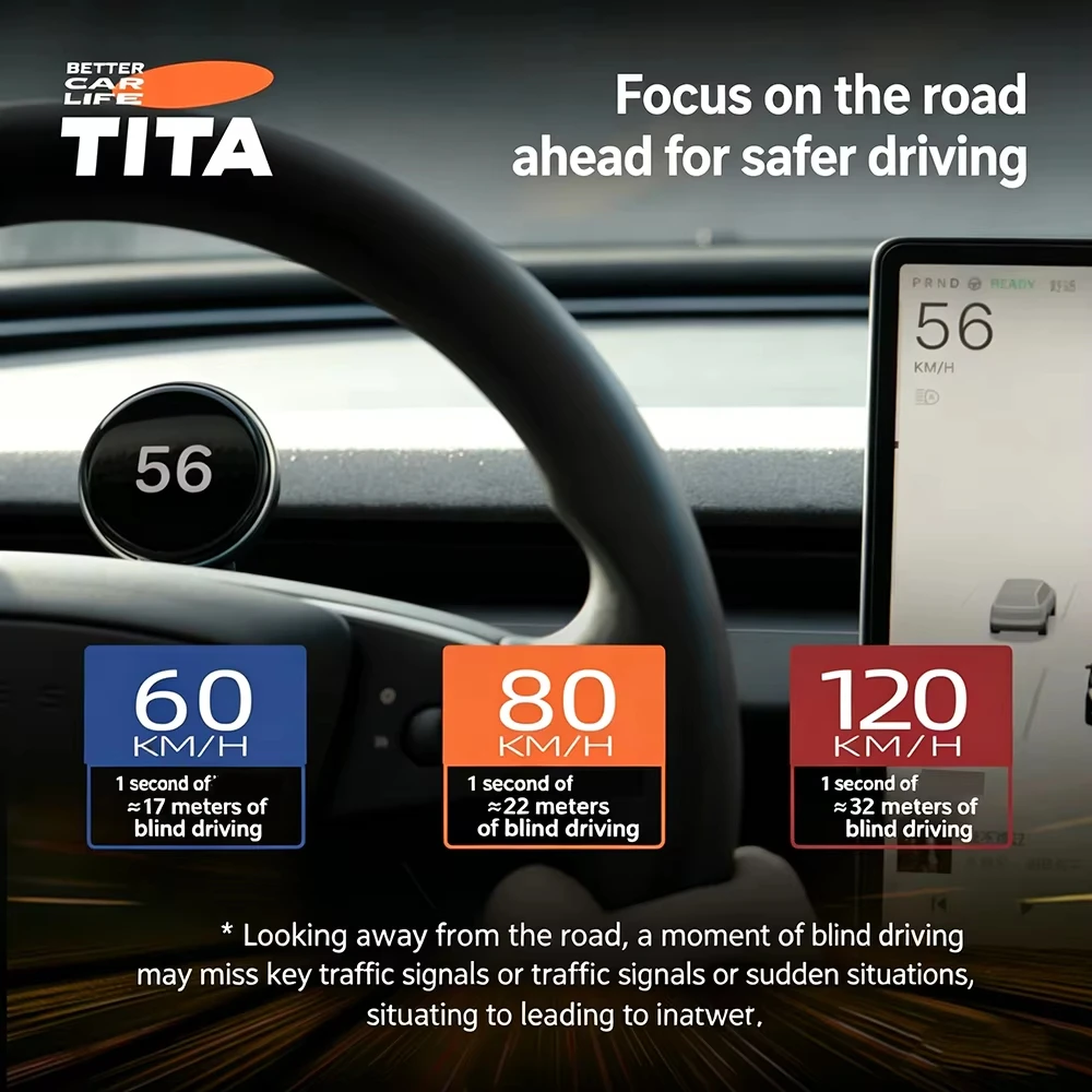 Фото Официальный беспроводной зарядный HUD-экран TITA Ultra со спидометром для Tesla Model Y 2021-2025 и Model 3 2021-2025, OLED-модернизация №3