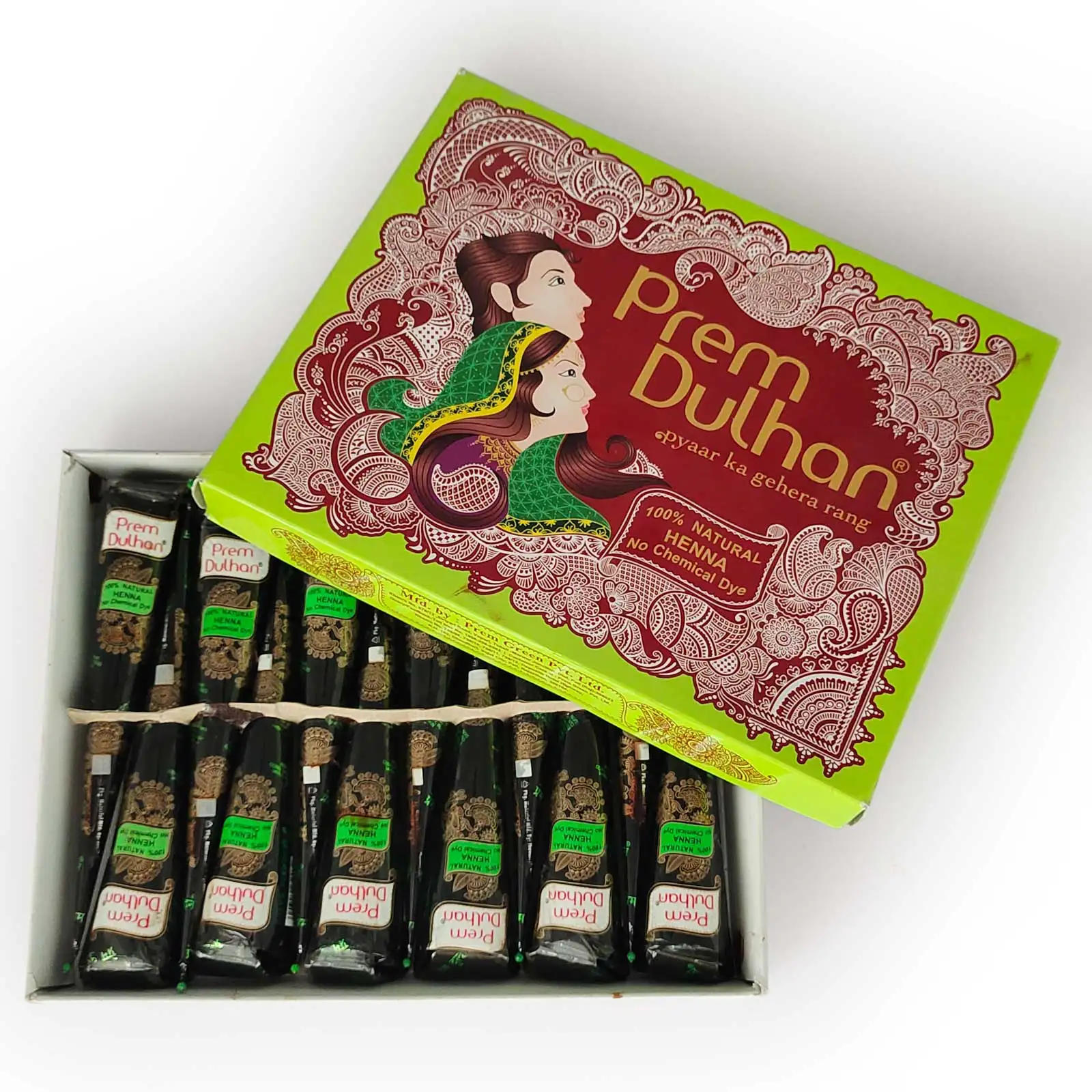 Фото Индийская марка Prem Dulhan, коричневая хна, 25 г, пигмент для покраски тела, держится 15 дней раньше №4