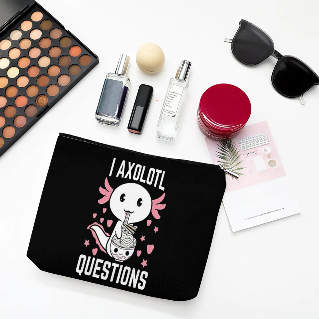 

Детская льняная женская косметичка на вопросы Axolotl сумка для макияжа для влюбленных женская сумка-тоут кошелек органайзер для путешествий ...