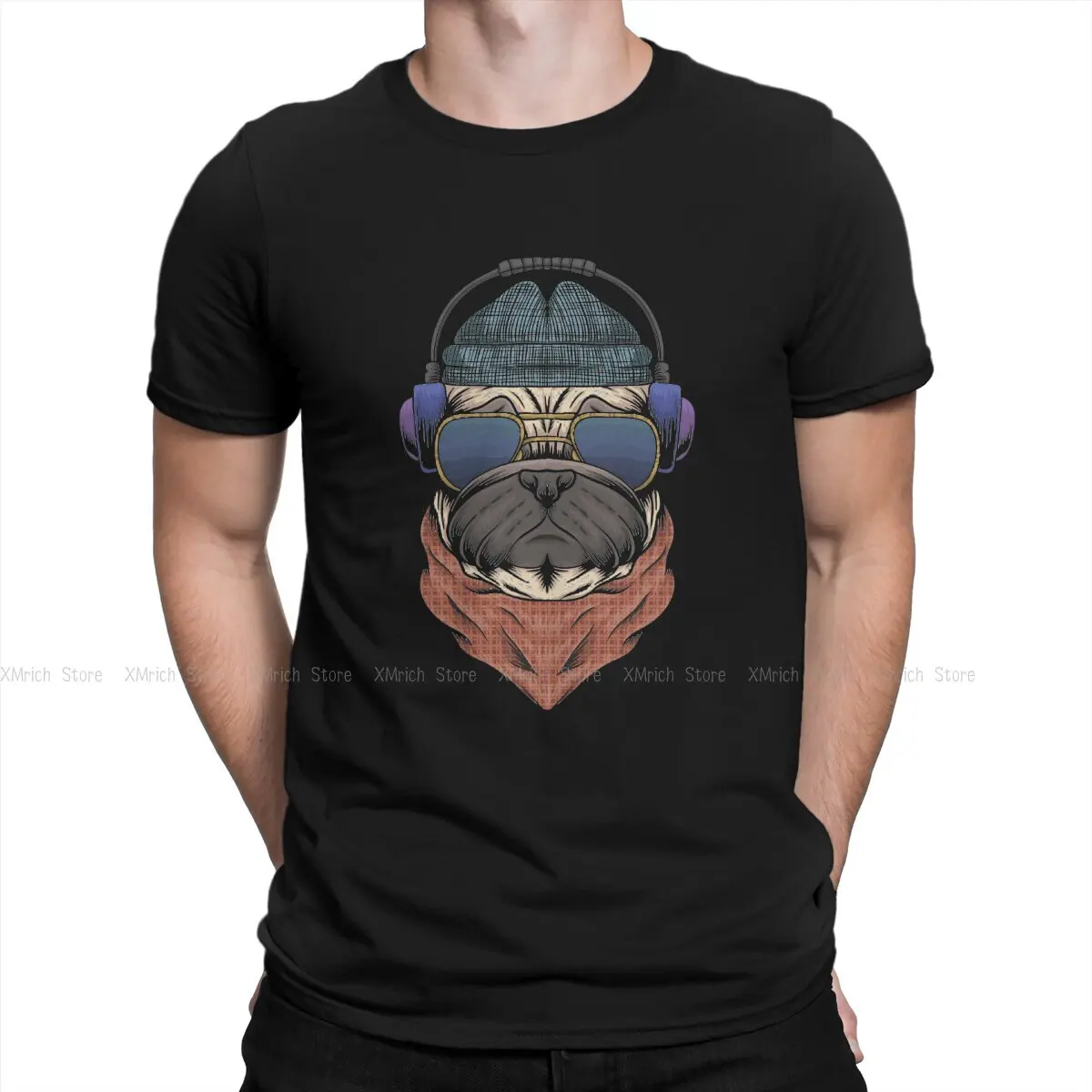 

Hipster Pug Classic Men's T Shirt Cool K9 Brave Adventure Casual Tees Short Sleeve T-Shirts Pure Cotton Original Clothes