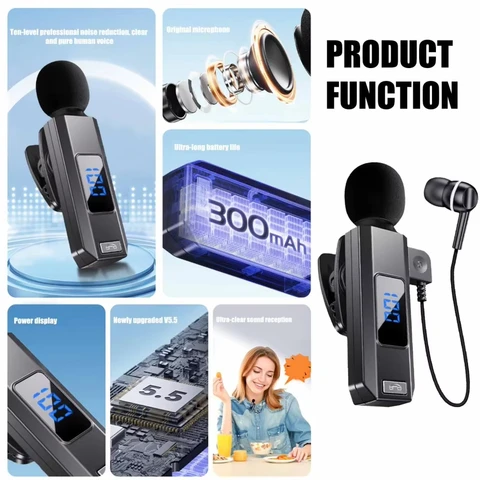 Петличный микрофон, беспроводные Bluetooth-наушники, спортивные наушники с защитой от пота, наушники с шумоподавлением и вызовом высокой четкости