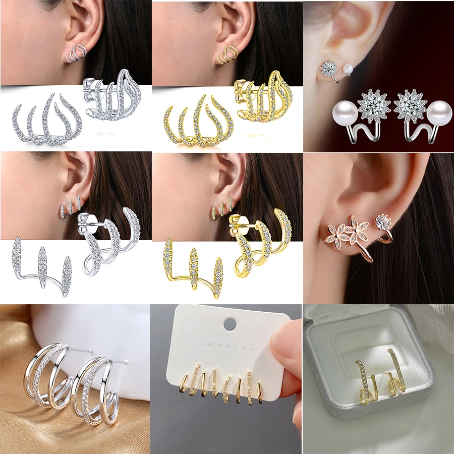 

Silver Color Claws Stud Earrings with Crystal AAA CZ Stone Modern Design Fashion Versatile Accessories Women 2022 Jewelry