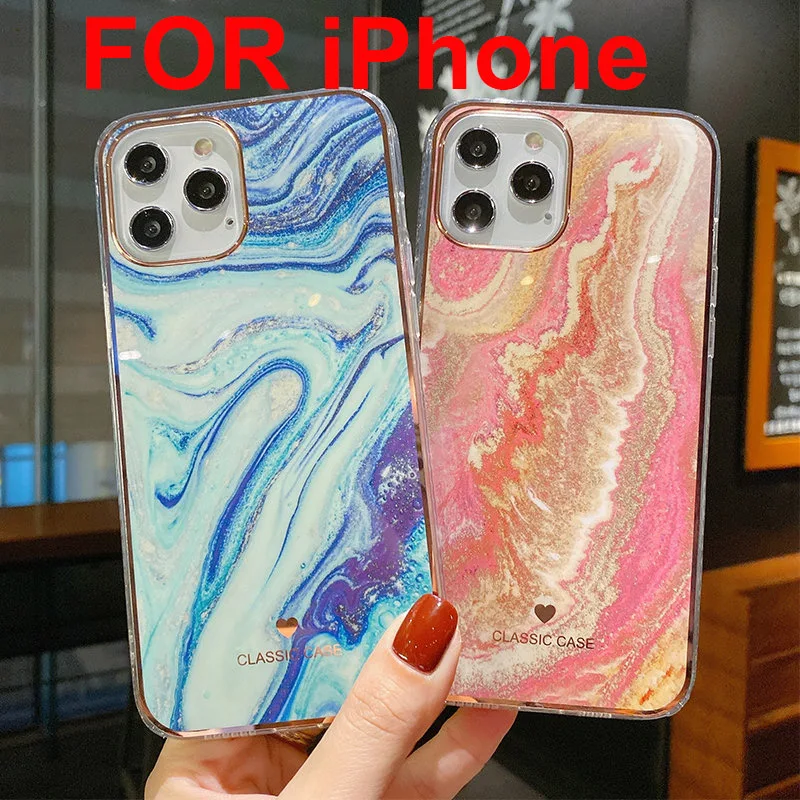 

Glitter gradient marble texture shockproof bumper rear cover For iPhone 11 12 13 Pro Max XR XS Max X 7 8 Plus 13 Pro