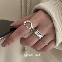 fmily hollow heart shaped ring 925 sterling silver fashion simple and versatile niche design hip hop jewelry for girlfriend gift