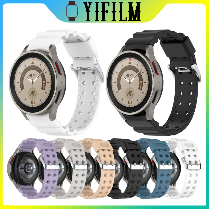 

Силиконовый ремешок для Samsung Galaxy Watch 5 Pro Watch 5pro, ремешок для часов 5, армированный ремешок для часов 4, Классический Прочный браслет для наручны...