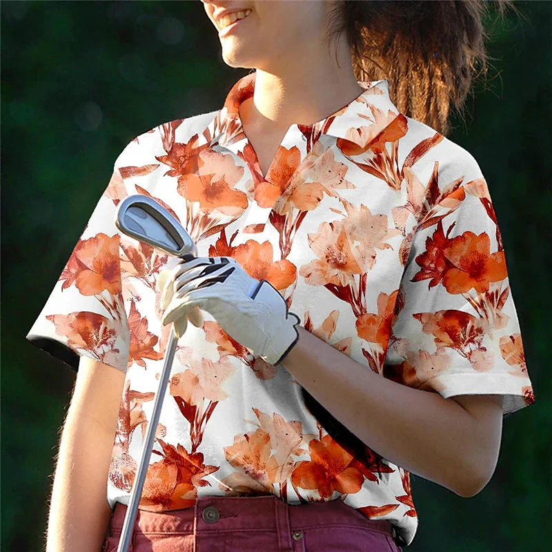 

Женская рубашка-поло с коротким рукавом и 3D-принтом, размеры до 6xl