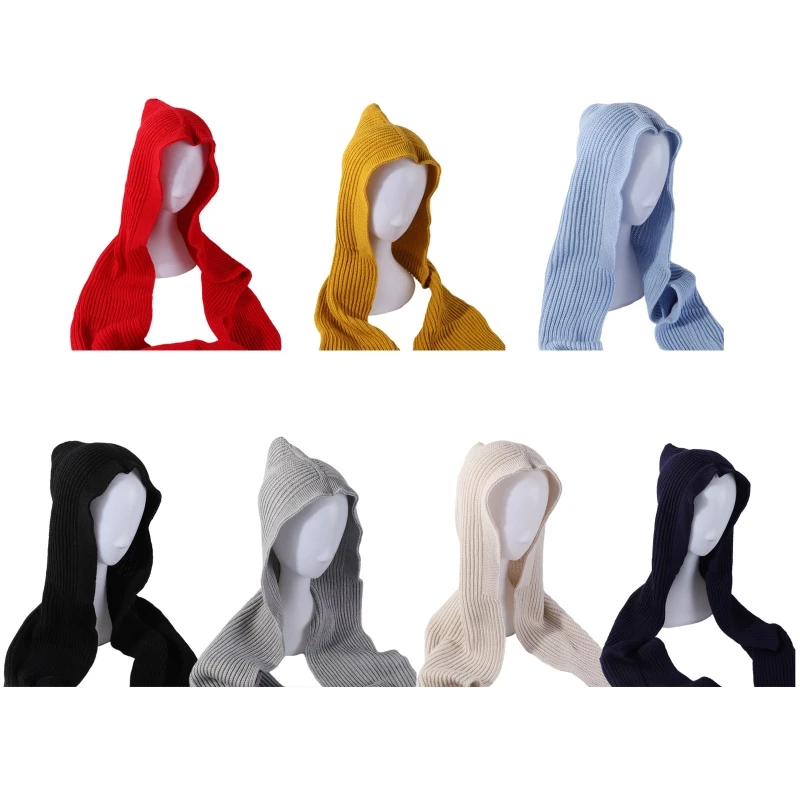 

Шарф с капюшоном шапка с капюшоном шаль шарф вязаный крючком головной платок шарф Набор Цельный шарф ветрозащитная шапка с капюшоном голов...