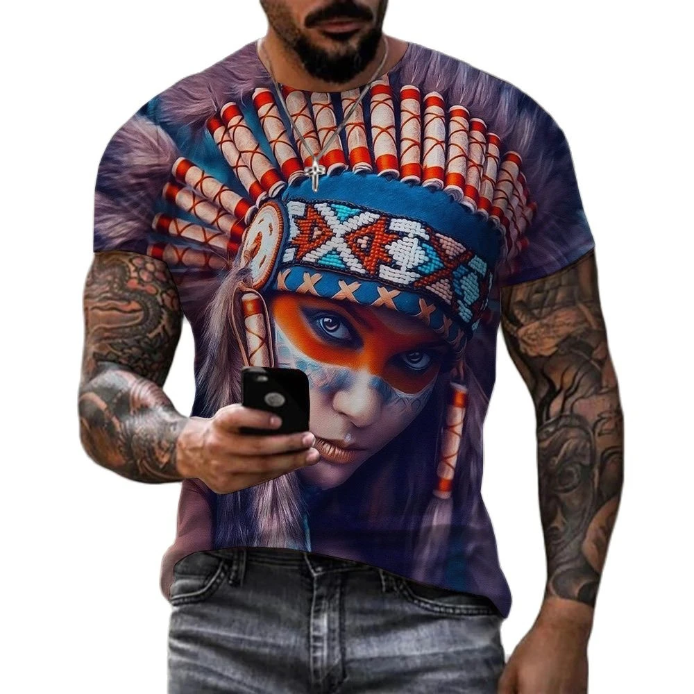 

2022 Hot Selling Indian Culture Printed 3D T Shirts Men Ladies Summer Fashion Casual O Neck Couple Short Sleeve Harajuku Streetw