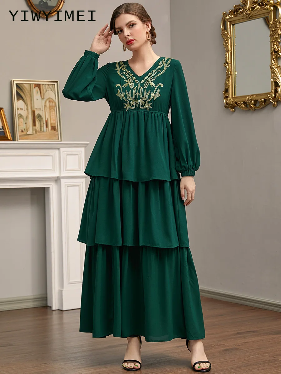 

Ramadan Eid Muslim Prayer Garment Dress Women Abaya Long Khimar Robe Abayas Islam Clothing Niqab Djellaba Burka Flounced Edge