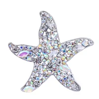 wulibaby sparkling starfish brooches for women unisex big rhinestone sea star party office brooch pin gifts