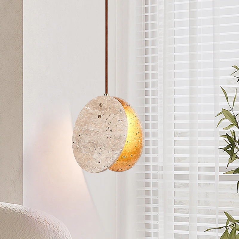 

Hanging Lamps For Ceiling Bedroom Bedside Chandelier Hotel Restaurant Window Atmosphere Bar Wabi-Sabi Style LED Travertine Light