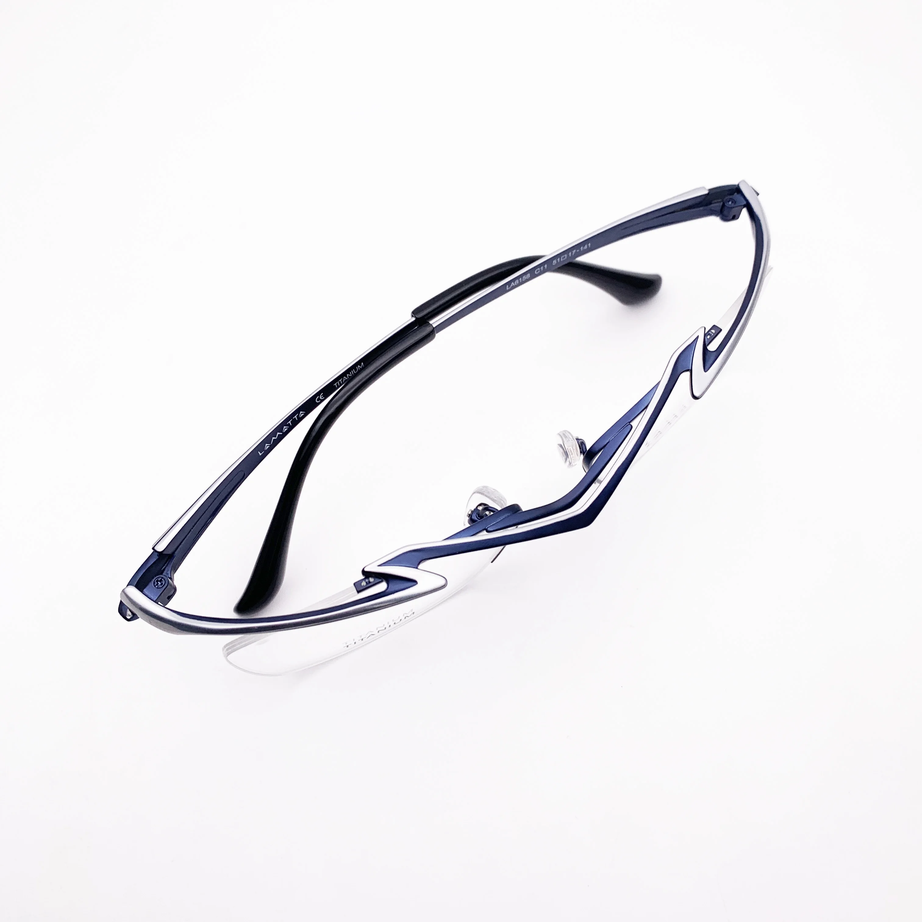 Belight Optical Japan Sharp Design Sports  Pure Titanium Half Rimless Frame Men Prescription Semi Eyeglasses Red Eyewear MF-1218