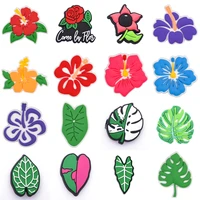 1pcs flowers croc charms plant leaves shoe decorations for clogs sandals wristband accessories men women birthday party gifts