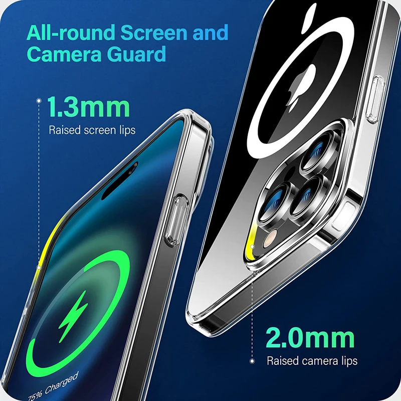 Clear Case For Magsafe iPhone 14 13 12 11 Pro Max 14 13 12 SE 2022 XS Max XS XR  8 7 Magnetic Adsorption Wireless Charging Cover