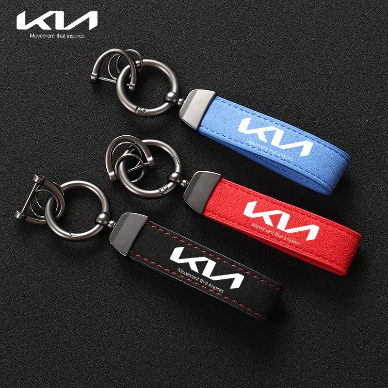 

Car Key Pendant Split Rings Keychain Leather Keyring Auto Vehicle KeyChain For Kia K5 K3 Sportage Picanto Ceed KIA RIO 2 3 4