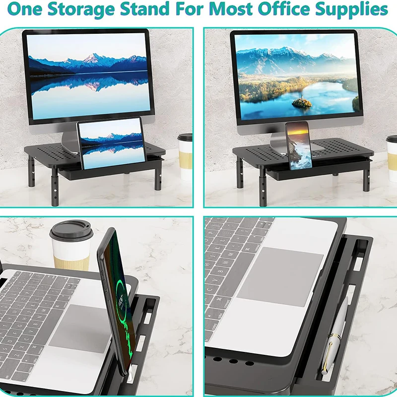 Подставка для монитора с ящиком компьютерный столик хранения регулируемая