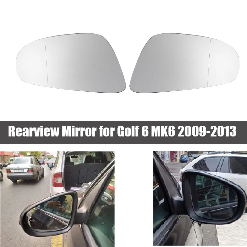 

2Pcs Car Heated Rear View Mirror Glass Left & Right Door Side Wing Gray Lens Replacement For-Golf 6 MK6 2009-2013