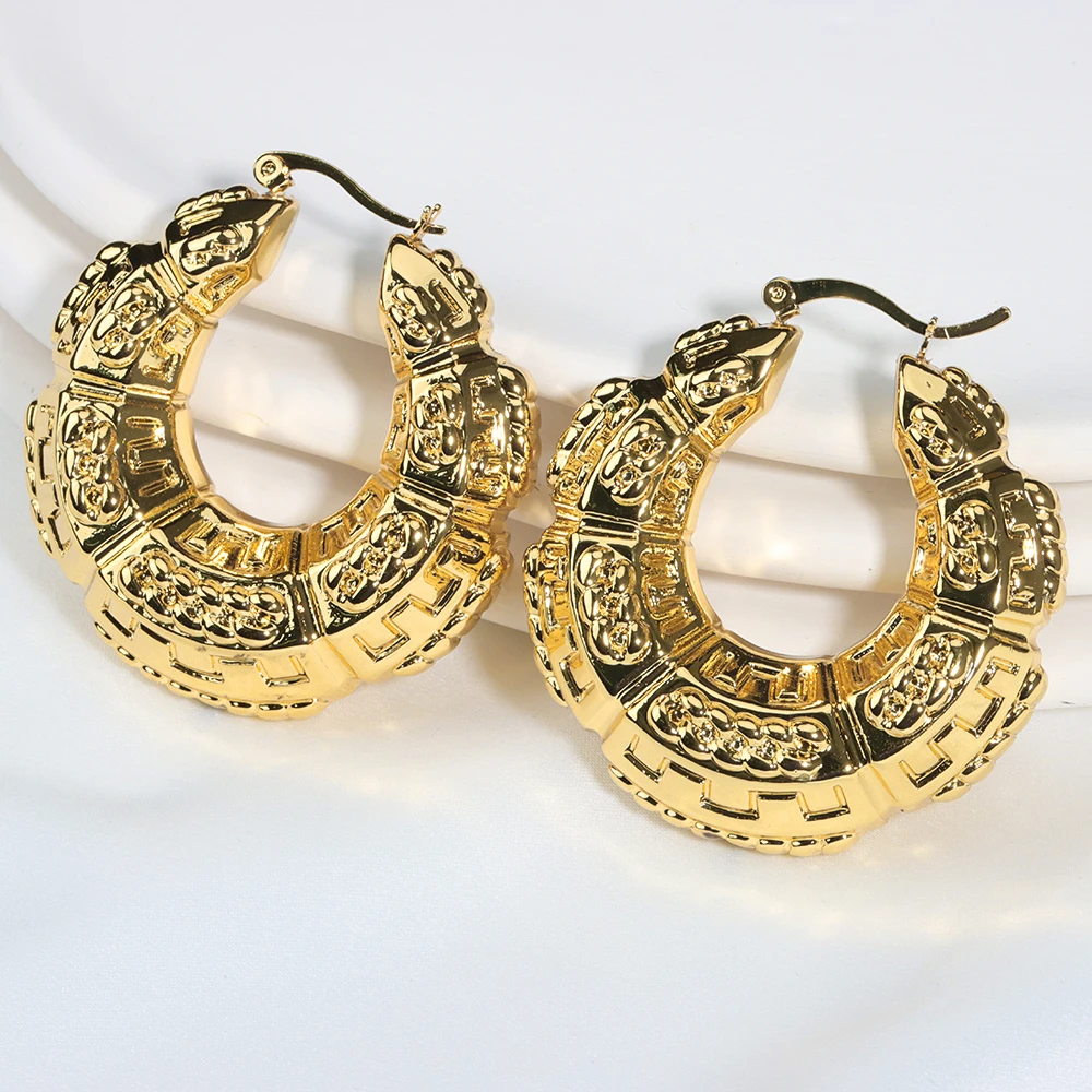 

Women Large Hoop Earrings Girl Earring Fashion Vintage 18k Gold Plated French Earrings For Women Set