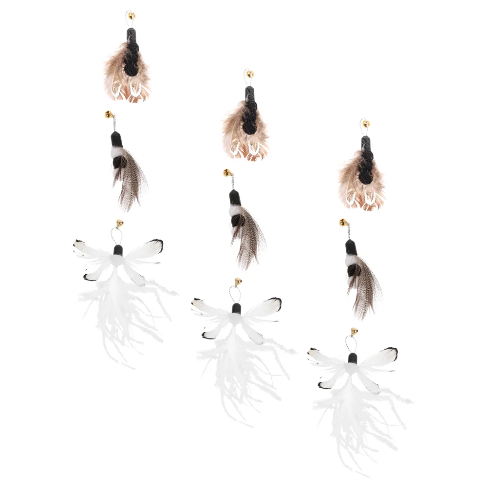 

9 Pcs Replacement Head Cat Teaser Wand Toys For Indoor Cats Sticks Plastic Wands