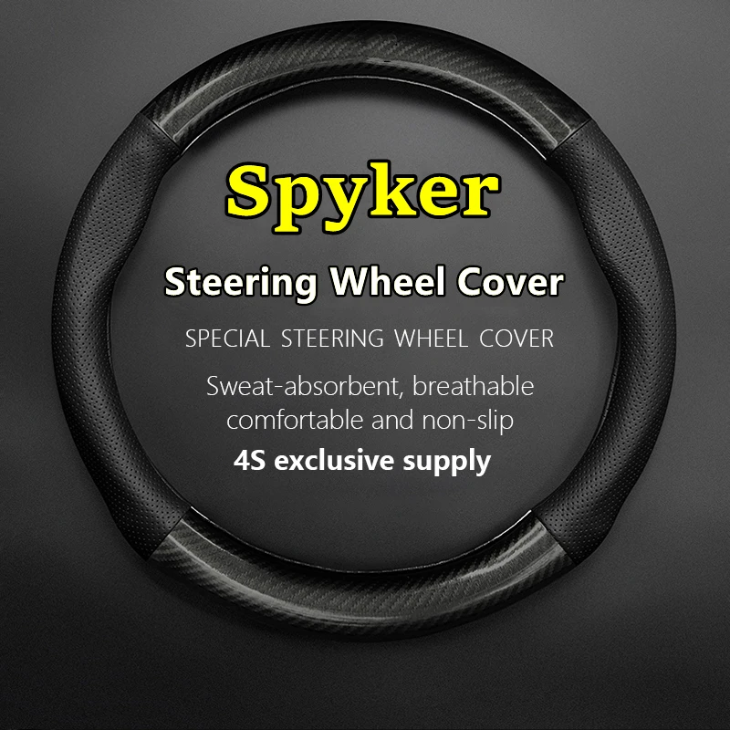 

Non-slip Leather For Spyker Steering Wheel Cover Genuine Leather Carbon Fiber Fit D12 C8 B6 C12