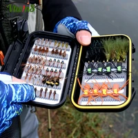 vtwins dry wet flies kit nymph fly insects pattern with waterproof fly box salmon crappie trout fly fishing lures fishing tackle