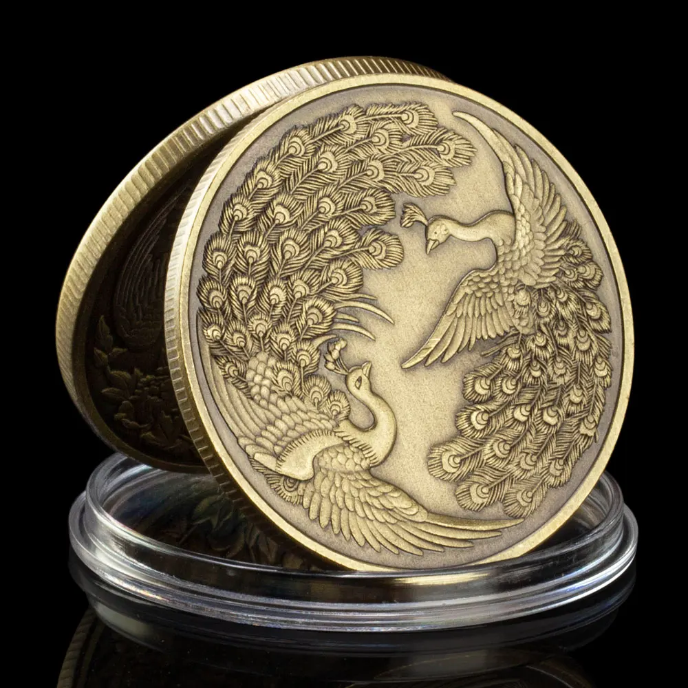 

Сувениры и подарки с медным покрытием павлина, коллекционная памятная монета, птица Джуно, коллекционные украшения для дома