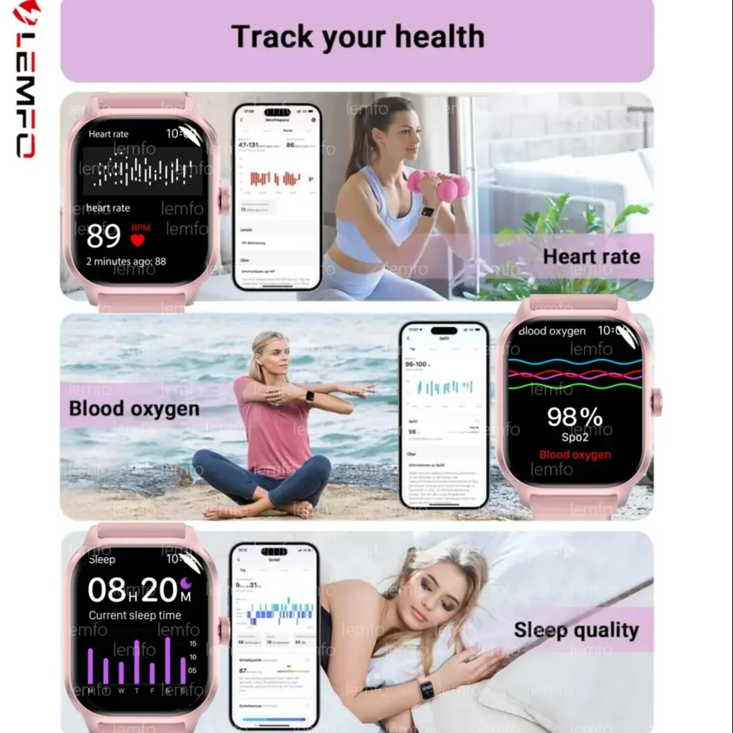 Водонепроницаемые смарт-часы с фитнес-трекером и пульсометром цвет в