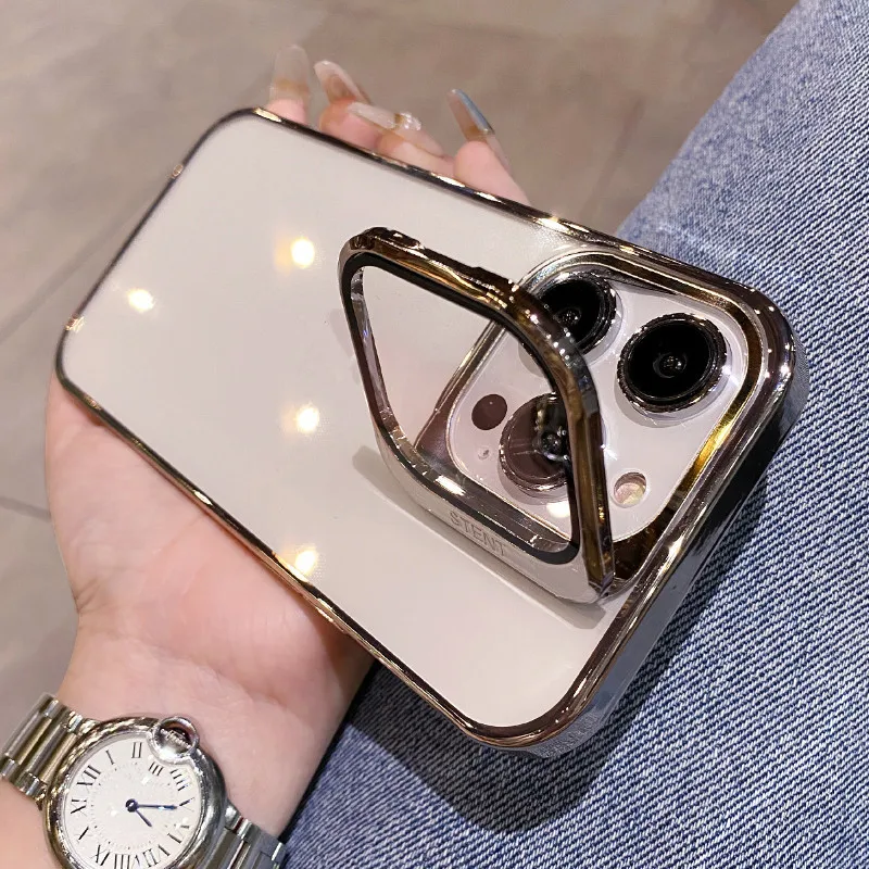 

Applicable iPhone14 Pro Max turnkey electroplating flip mirror brace following