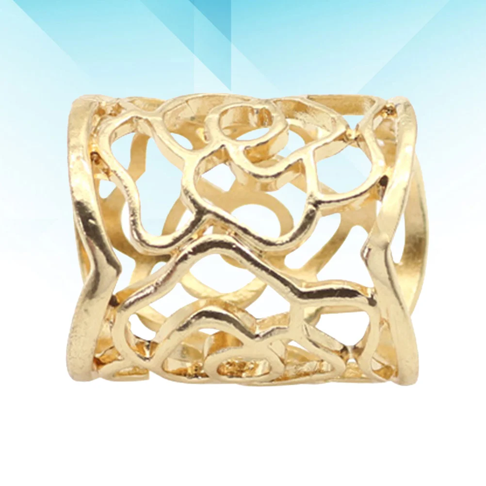 Gold Plated Hollow Out Silk Scarves The Ring Girl Scarf Buckle Filigree Tube Rose Slide Roses Man