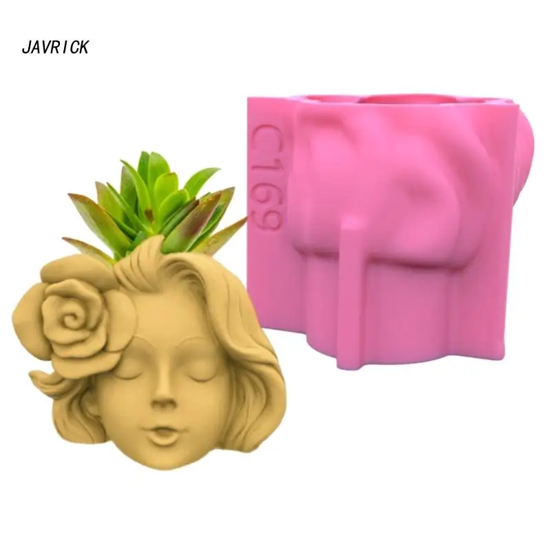

Rose Girl Gypsum Flower Pot Silicone Resin Mold Epoxy Resin Casting Mold Succulent Vase Cement Mold Pen Holder Mold