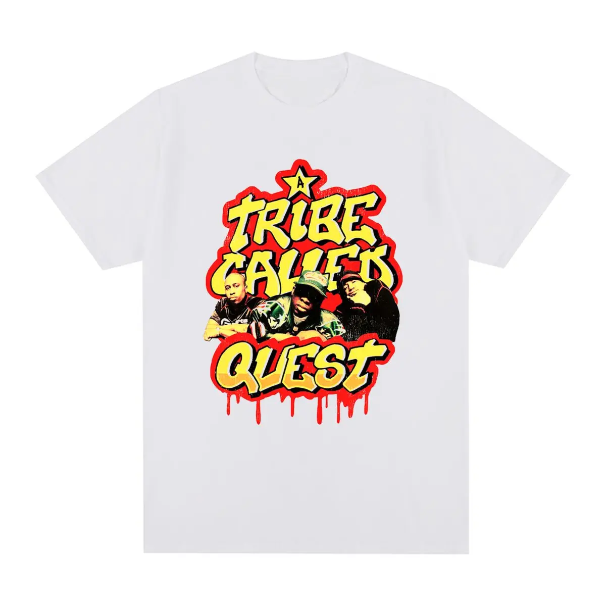 

Винтажная футболка A TRIBE с названием QUEST ATCQ, Хлопковая мужская футболка в стиле хип-хоп, рэп, новая футболка, женские топы