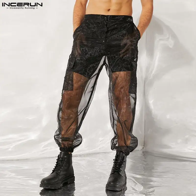 Мужские повседневные брюки INCERUN Casual Pants синего цвета
