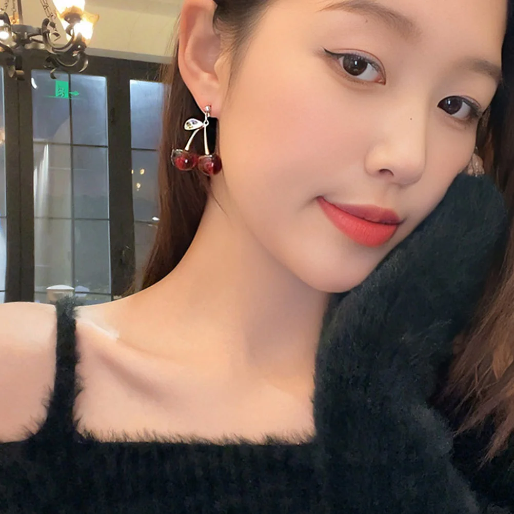 

Cherry Earrings Women Trendy Statement Creative Fashion Jewelry Drop Cute Girls