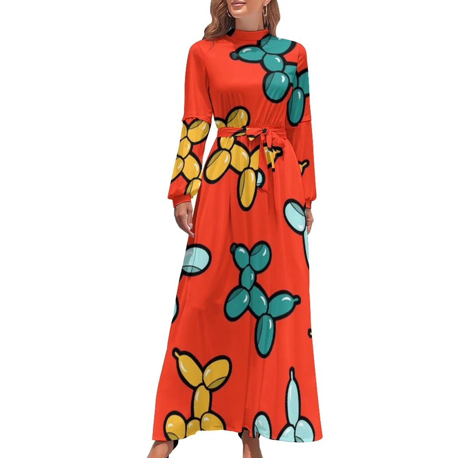 

Платье-макси с завышенной талией и принтом животных