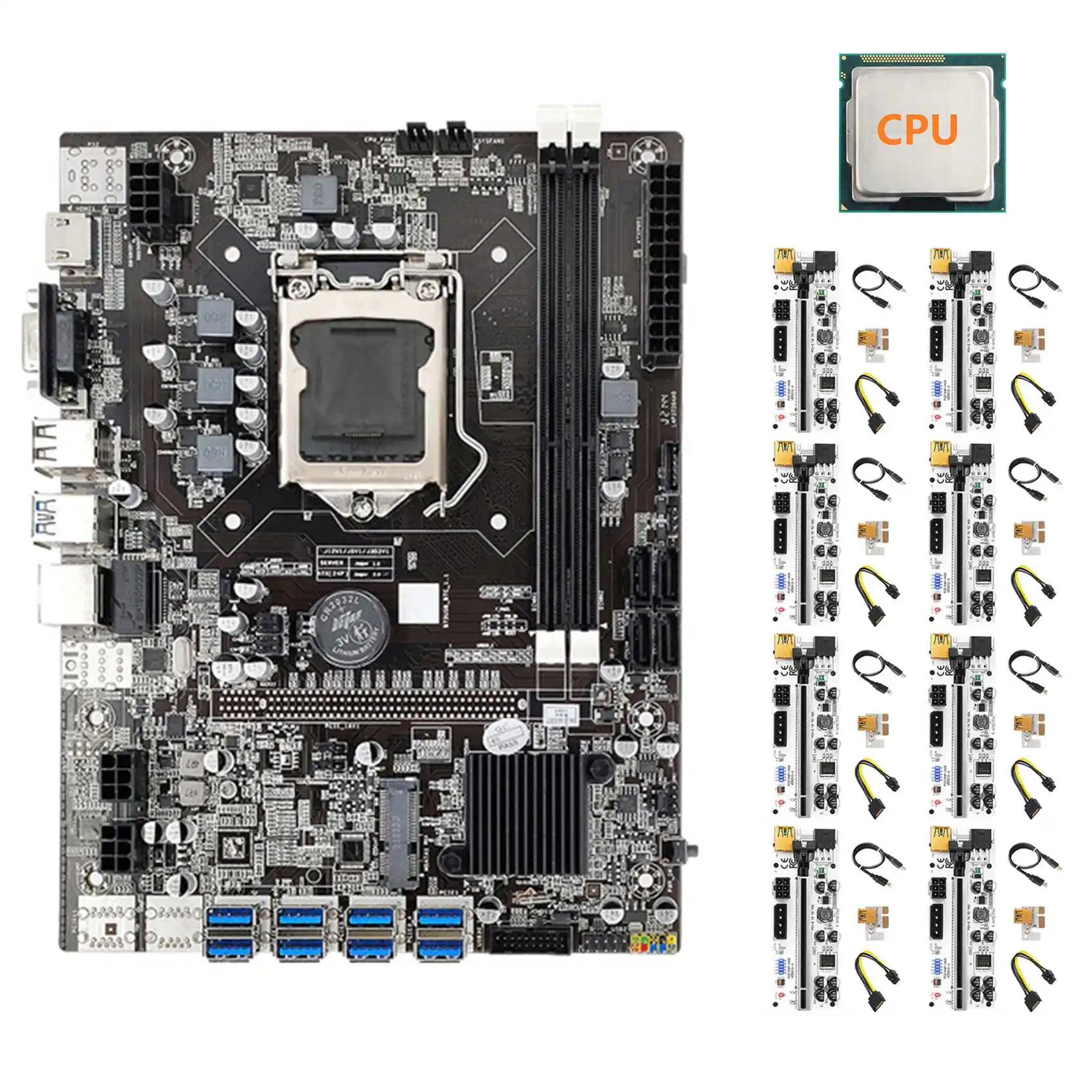 

Материнская плата для майнинга BTC B75 + ЦП + 8XVER010 карта расширения LGA1155 8xpcie USB адаптер DDR3 MSATA B75 USB Майнер материнская плата