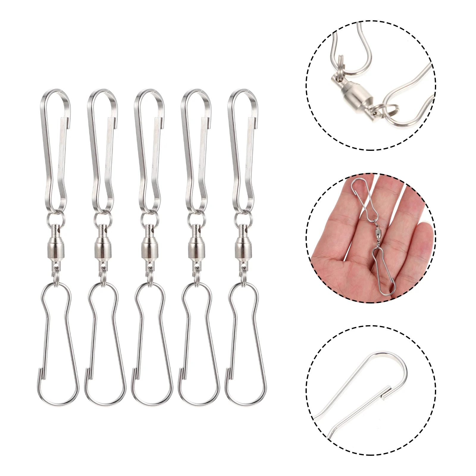 

10 Pcs Decorative Hook Stainless Steel Trim Bell Hanger Swivel Dual Clip Windsock Suspension Hooks Rotating Chimes