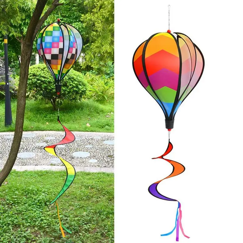 

Hot Air Balloon Wind Spinner Rainbow Kinetic Hanging Wind Twister Garden Decoration Outdoor for Front Yard Colorful Windmill