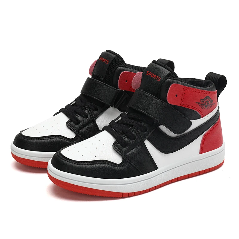 

Boys' High Quality Korean Fashion High Top Leather Board Shoes for Children's Shoes Casual 28-40 Basketball Anti slip Outdoor Tr