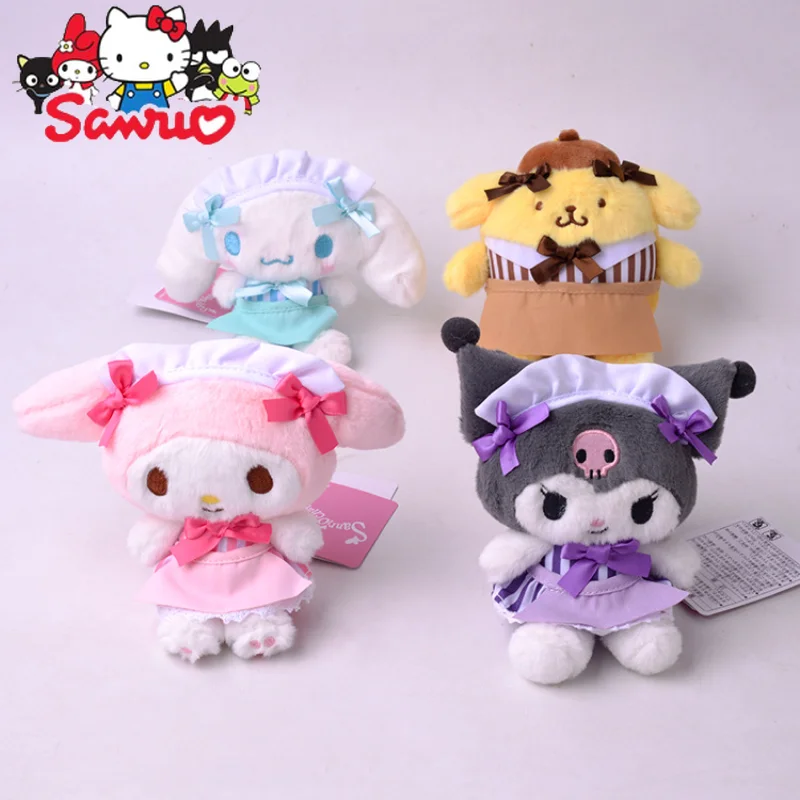

Japanese Cute Creative Maid Series Sanrio Melody Kuromi Cinnamoroll Pochacco Doll Pendant Accessories Cute Animals Toys 14cm
