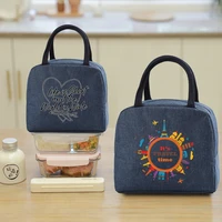 functional lunch bags for women portable insulated canvas lunch bag travel pattern cooler food box thermal outdoor picnic kids