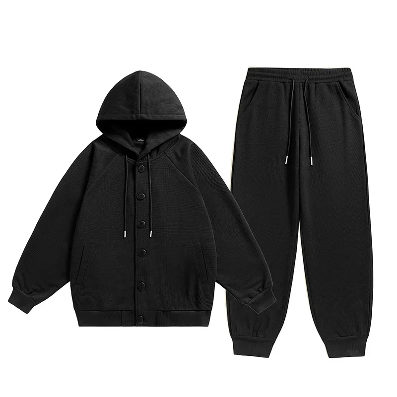 Мужской спортивный костюм для бега повседневный из 2 предметов толстовка с