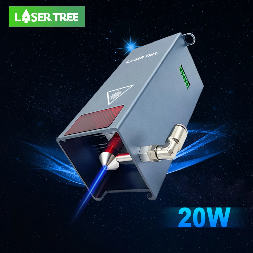 LASER TREE 20W 30W Optical Power Laser Head with Air Assist 80W 450nm Blue Light TTL Module for Laser Engraving Cutting Machine