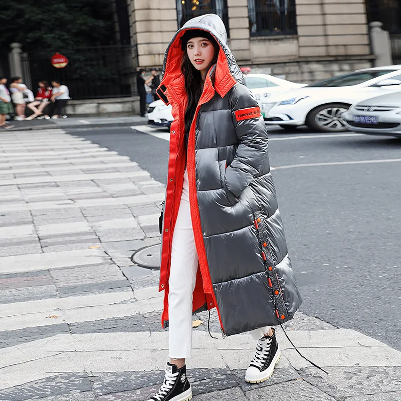 Women Winter Loose Parkas Korean Hooded Outerwear Snow Wear Long Puffer Bomber Basic Thick Jacket Female Plus Velvet Casual Coat