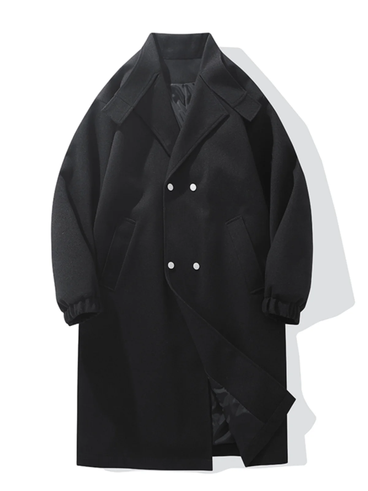 Men's Mid-Length Woolen Coat Loose Fit British Sle Autumn Fashionable Windbreaker Double-breasted Button Decorated Casual Wear |